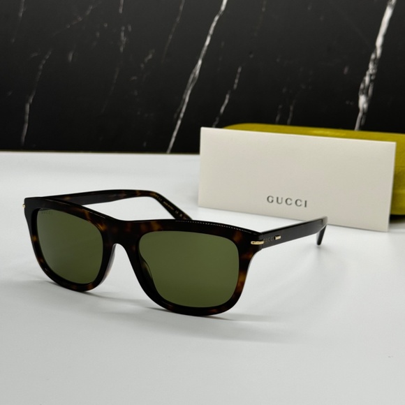 NEW GG1444S 002 GUCCI HAVANA GREEN SQUARE UNISEX GUCCI SUNGLASSES - Picture 1 of 12